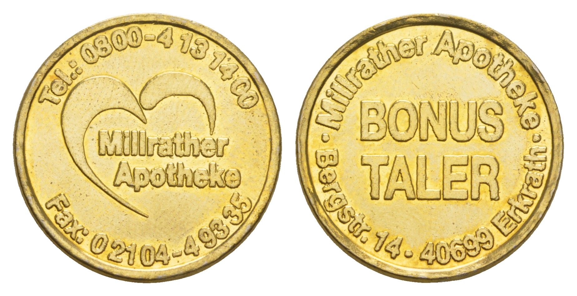 Германия, Эркрат аптечный жетон диаметр 23 мм, вес 8,1 гр латунь aUNC 4656-617