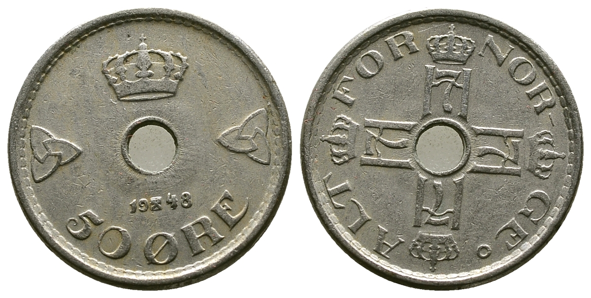 Норвегия 50 эре 1948 Хокон VII (1905-1957) KM 386 медно-никель 4383-1054