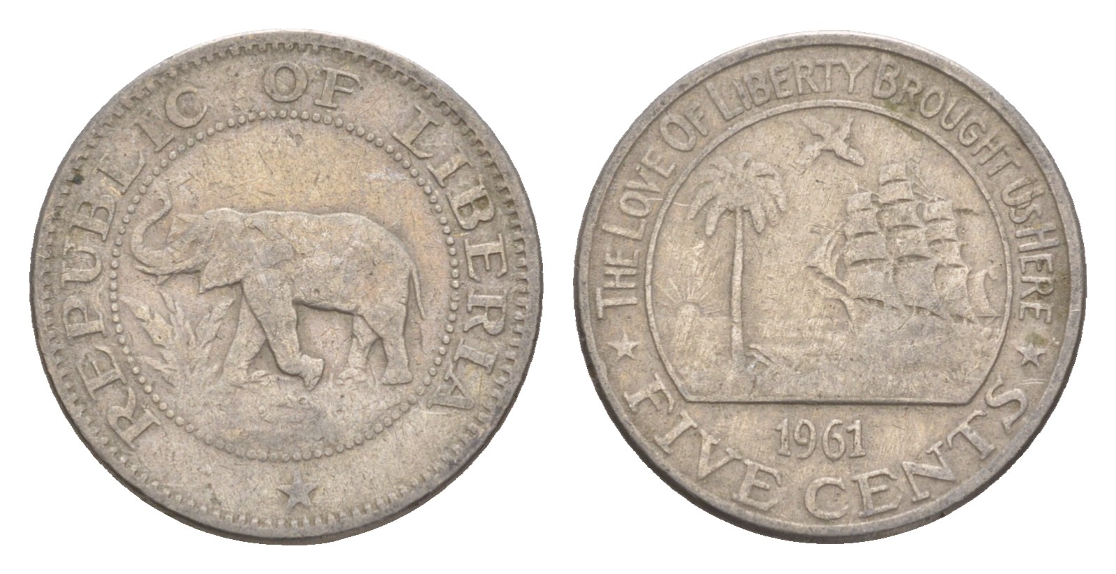 Либерия 5 центов 1961 KM 14 медно-никель 4659-445