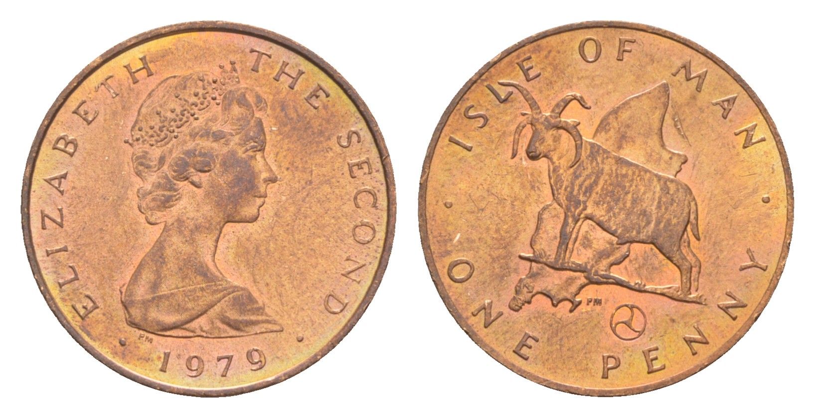 Остров Мэн 1 пенни 1979 PM, Елизавета II (1952-2022) KM 33 бронза UNC 4651-951