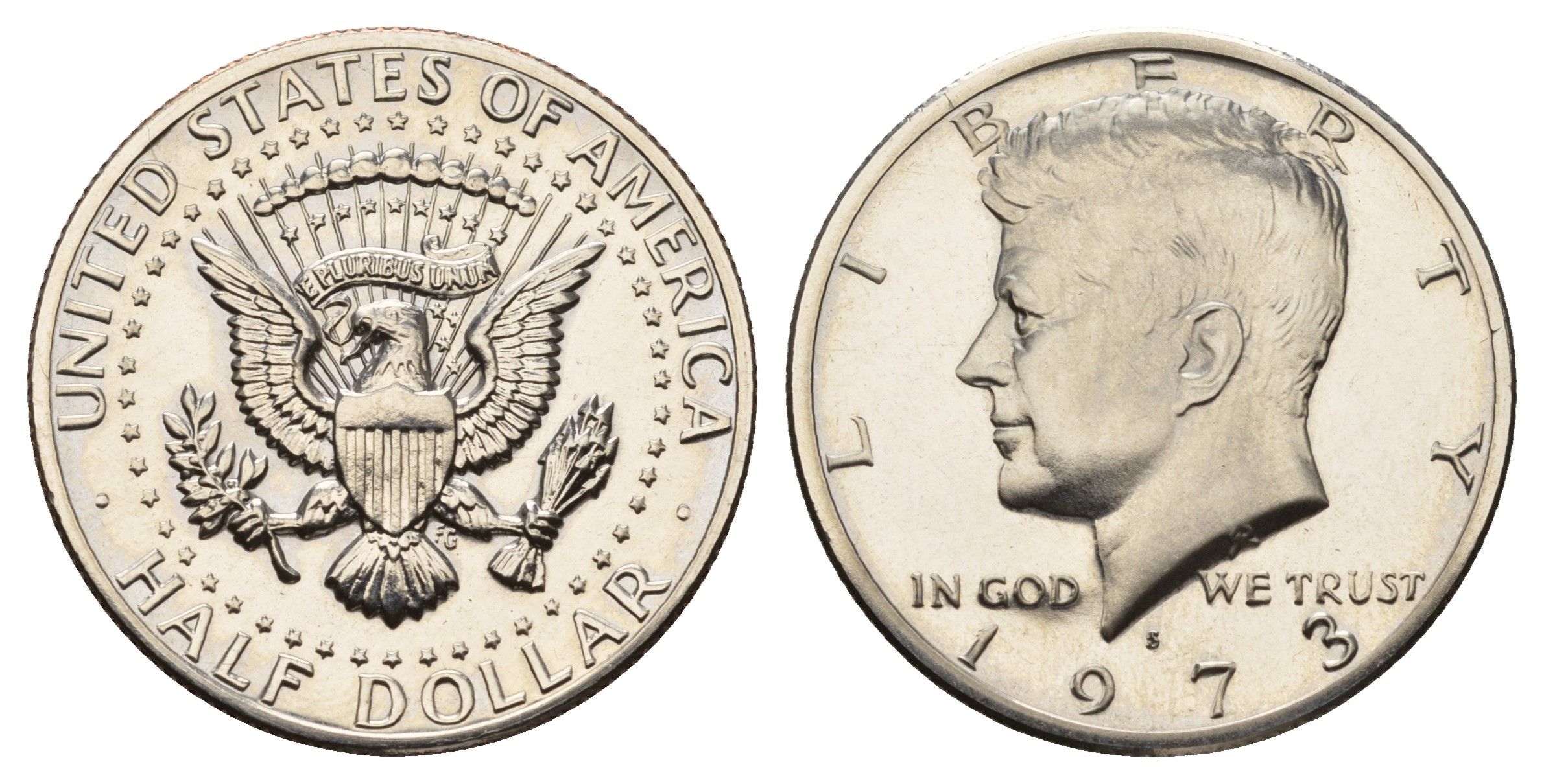 США 1/2 доллара (50 центов) 1973 S, Джон Кеннеди KM 202b медь плакированная медно-никелем PROOF 1526-1311