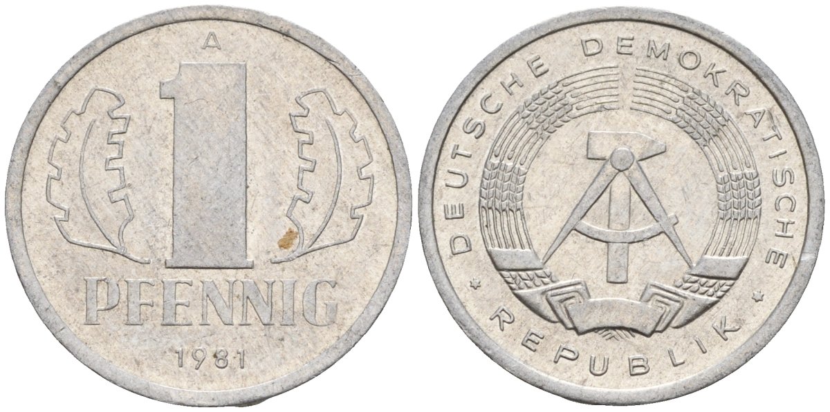 ГДР 1 пфеннииг 1981 A KM 8.2 алюминий 4596-555