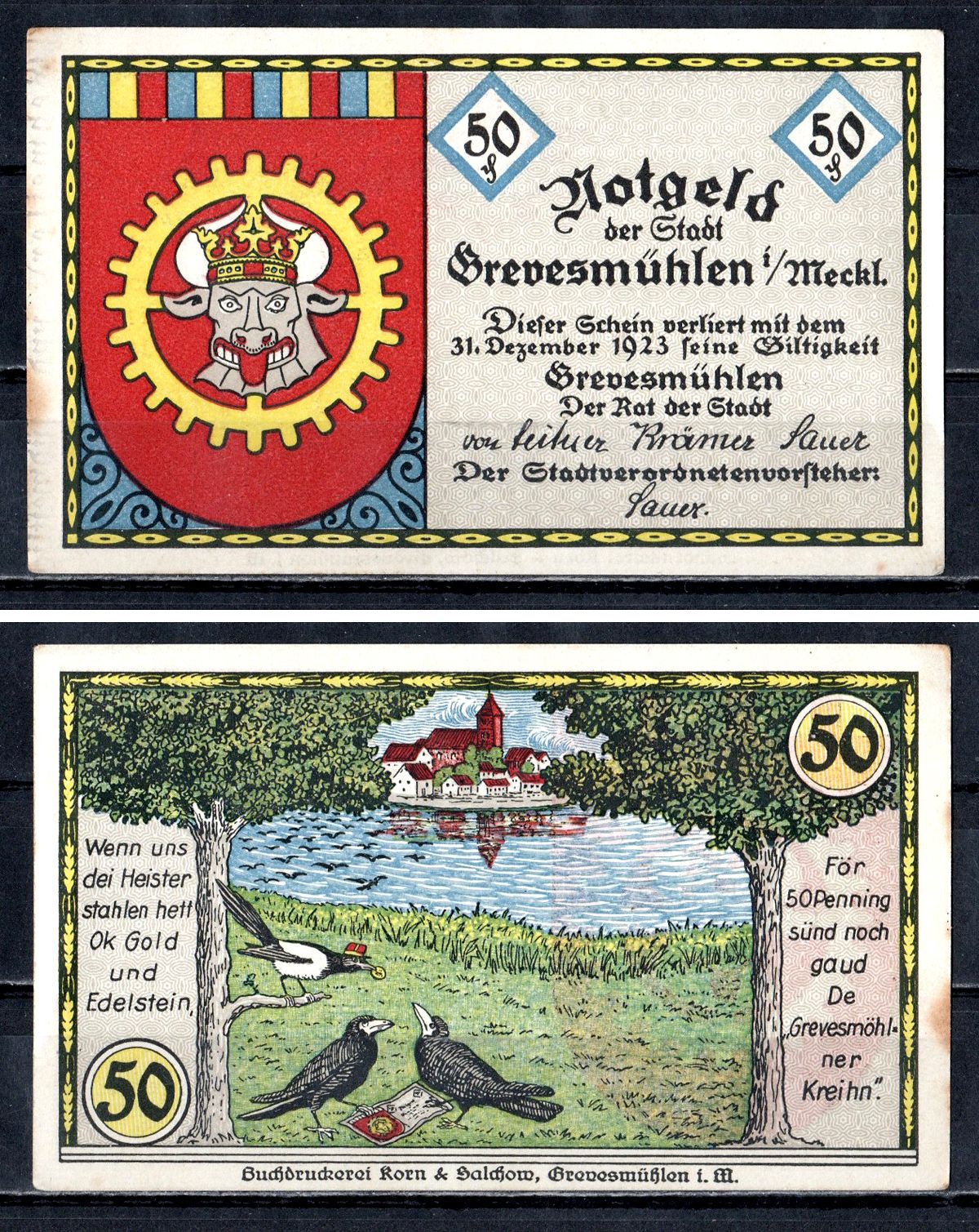 Гревесмюлен (Мекленбург-Шверин) 50 пфеннигов ND 7556-13-3-2