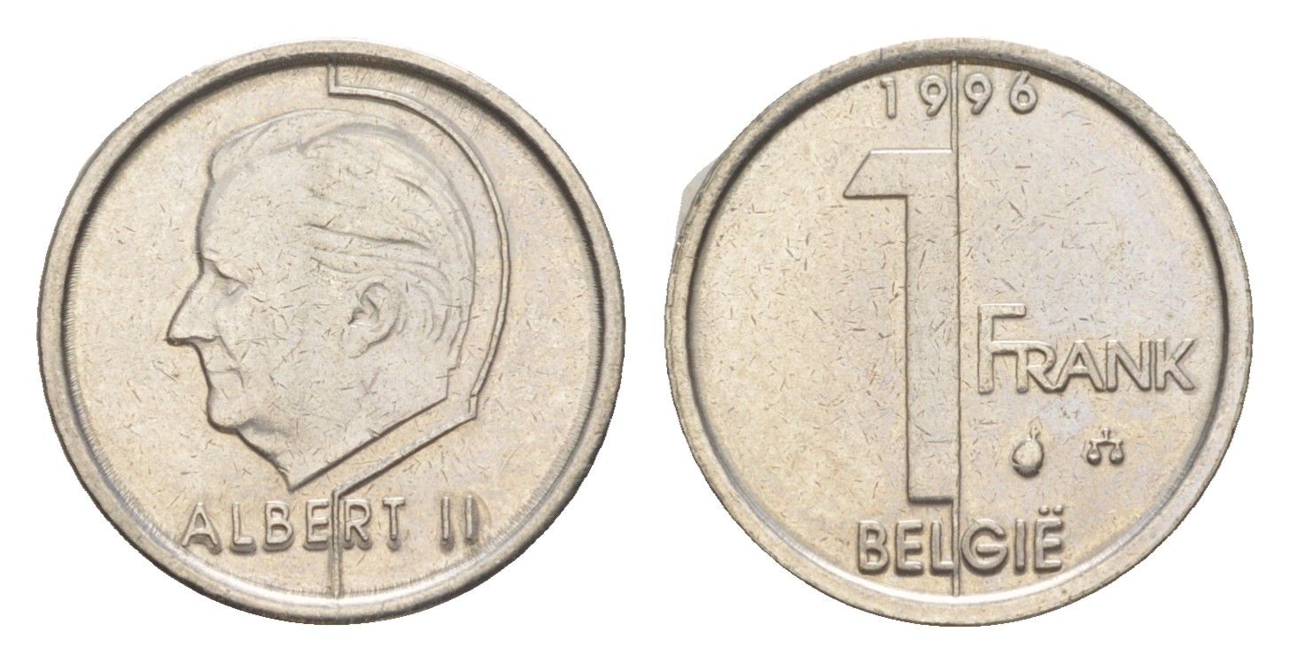 Бельгия 1 франк 1996 Belgie, Альберт II KM 188 сталь плакированная никелем 4173-635