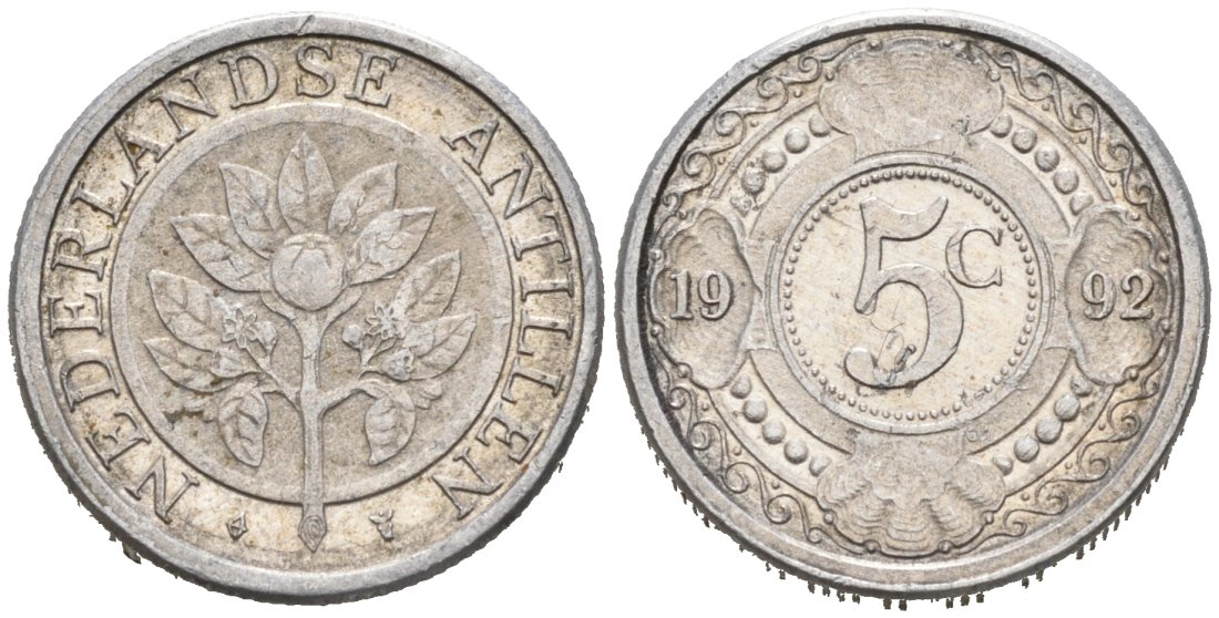 Нидерландские Антилы 5 центов 1992 Беатрикс (1980-2013) KM 33 алюминий 188-1237