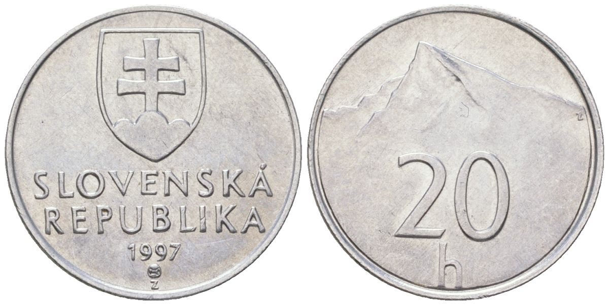 Словакия 20 геллеров 1997 MK KM 18 алюминий aUNC 4164-554