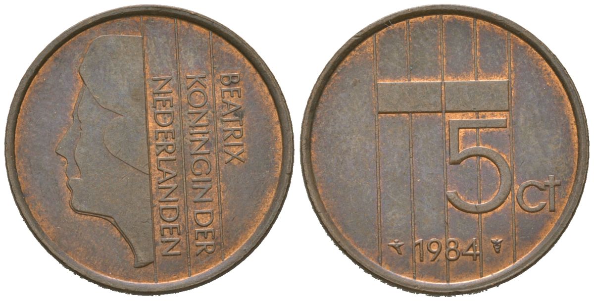 Нидерланды 5 центов 1984 Беатрикс (1980-2013) KM 202 бронза 4621-613