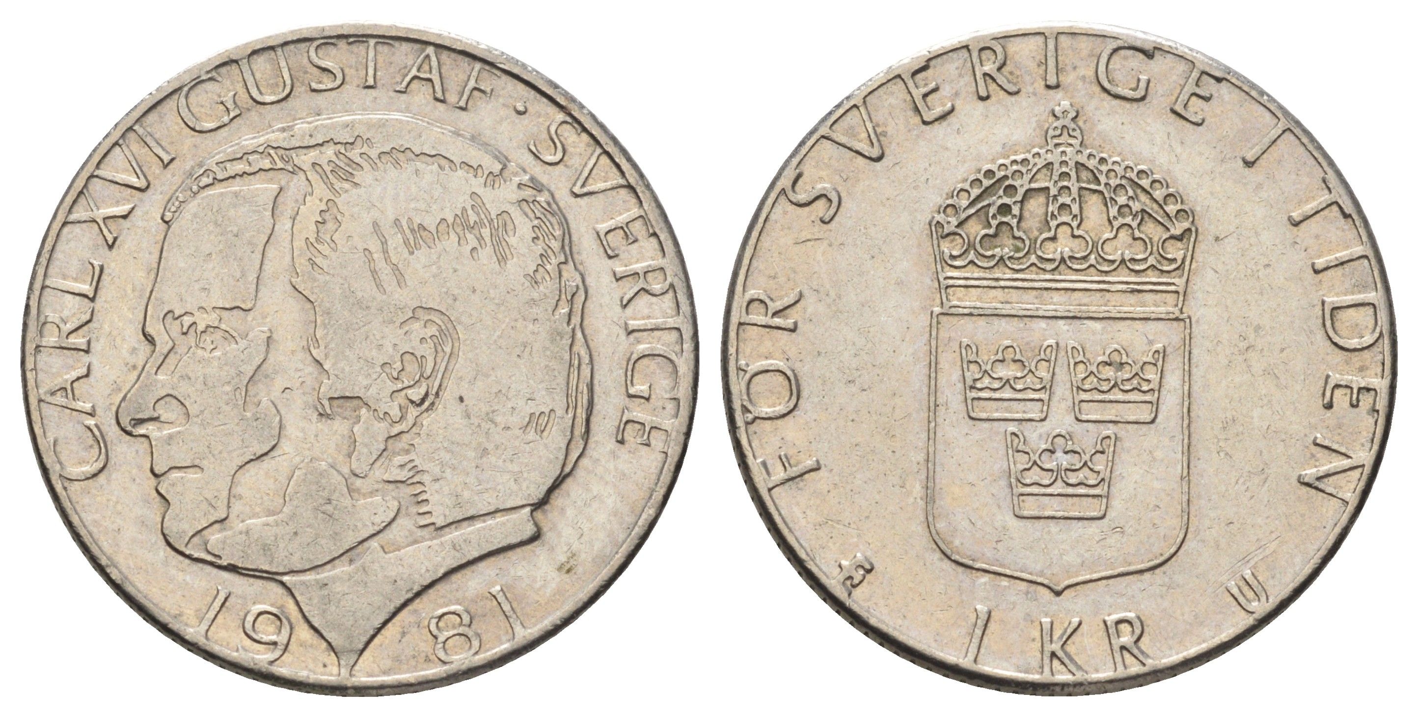 Швеция 1 крона 1981 Карл XVI Густав (1973-) KM 852 медь плакированная медно-никелем 4671-342