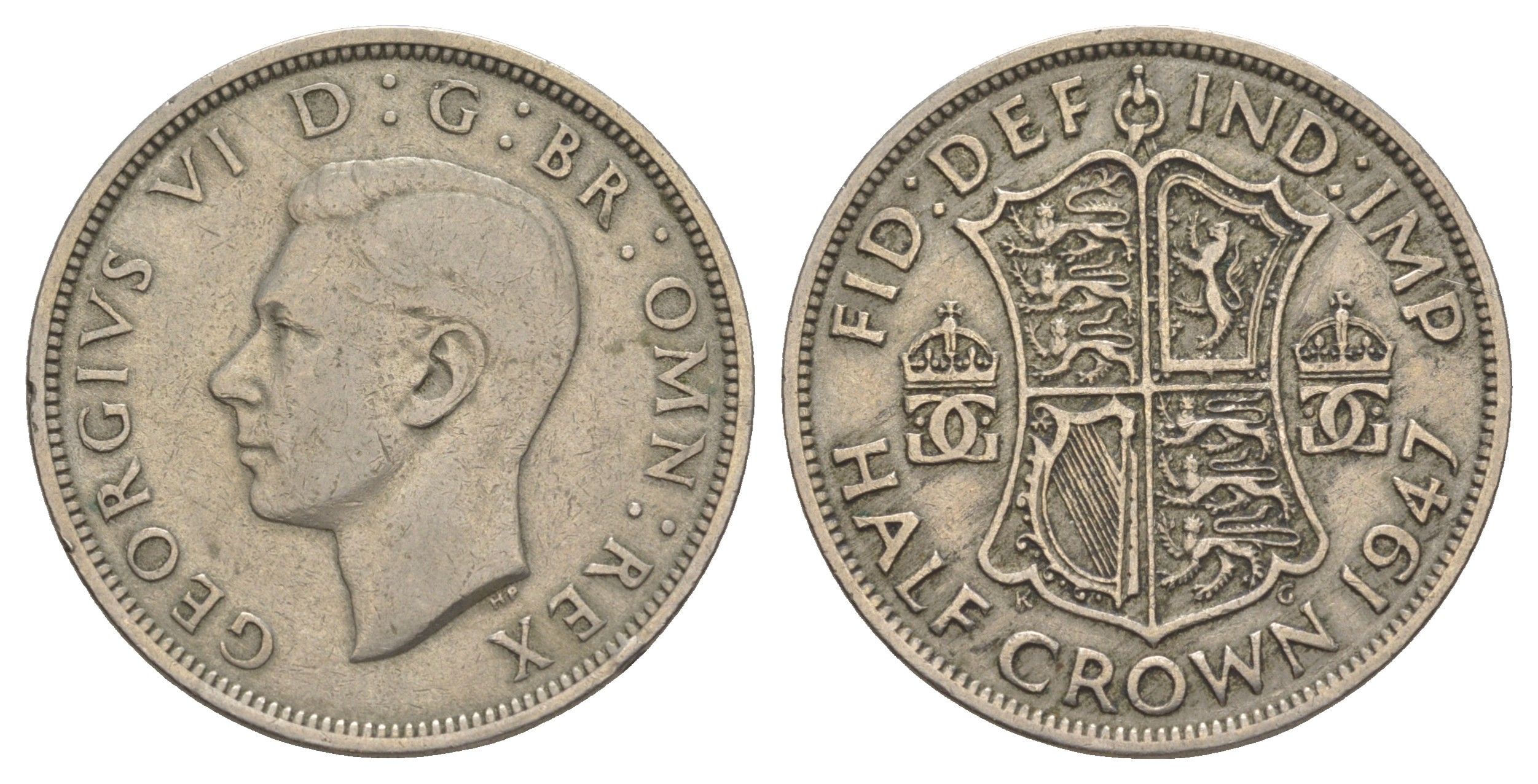 Великобритания 1/2 кроны 1947 Георг VI (1936-1952) KM 866, Spink 4101 медно-никель 4645-1021