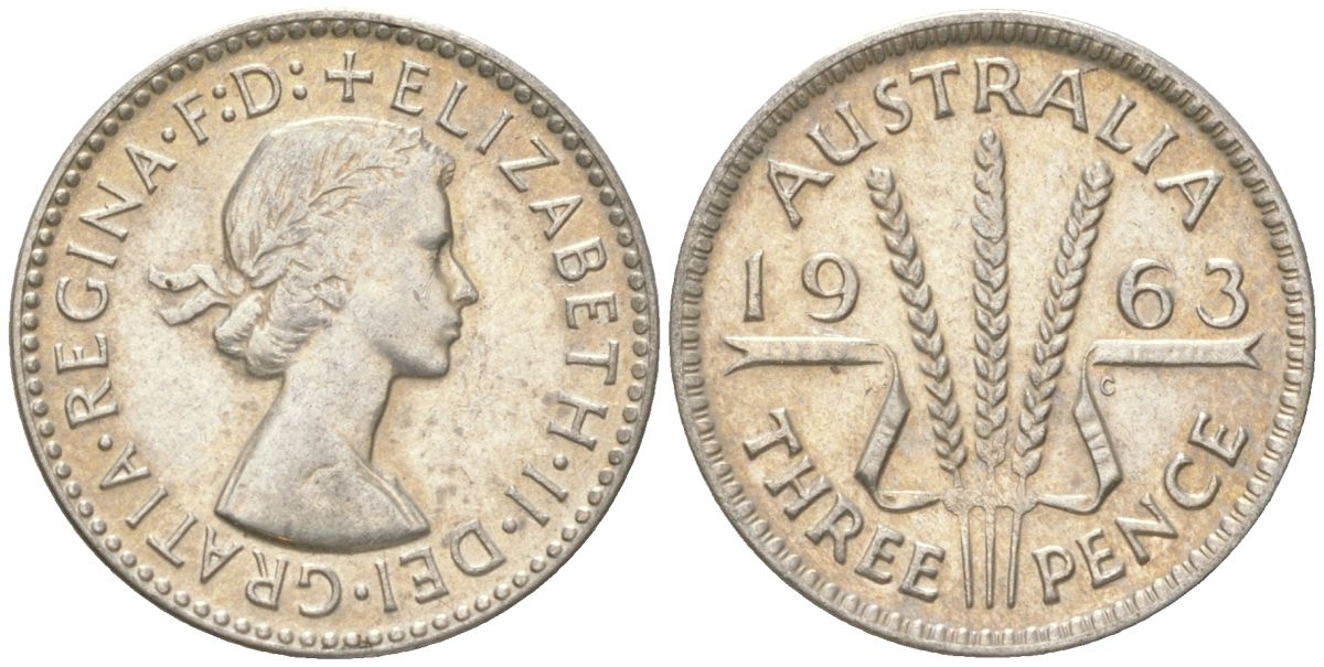 Австралия 3 пенса 1963 Елизавета II (1952-2022) KM 57 серебро 4623-136