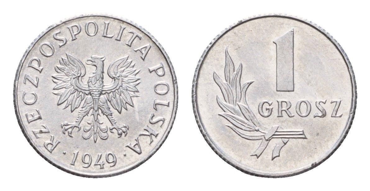 Польша 1 грош 1949 год-тип Y 39 алюминий UNC 4615-413