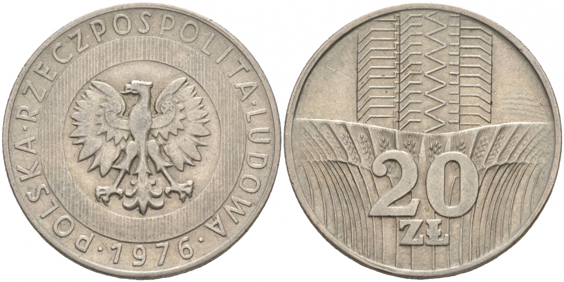 Польша 20 злотых 1976 MW KM 67 медно-никель 69-612