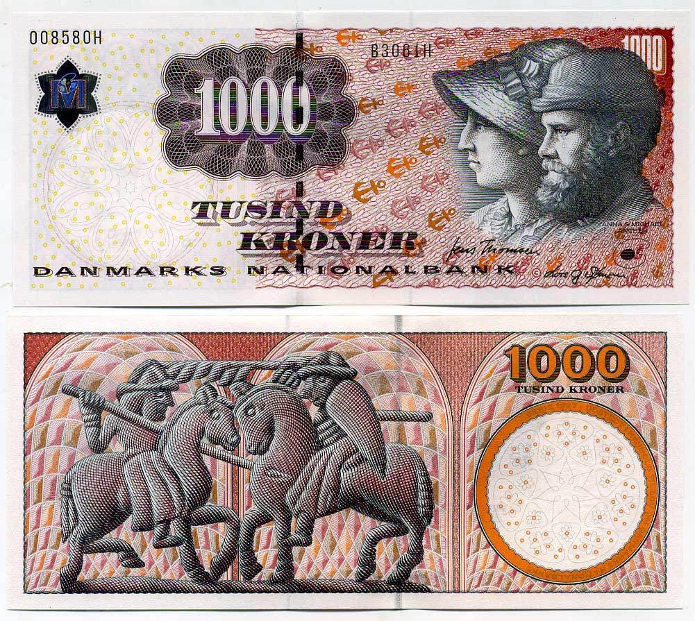Дания 1000 крон 2004-2006 Pick 64 бумага UNC (пресс) 000-00-00