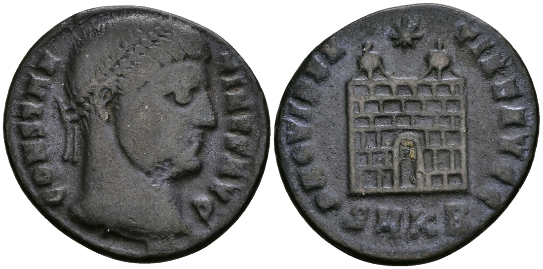 Римская Империя нуммий 324 - 325 Константин I Великий PROVIDENTIAE AVGG Кизик Very fine RIC 24 бронза 270-934