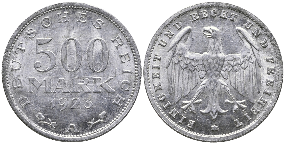 ГЕРМАНИЯ 500 МАРОК 1923 А KM 36, J. 305 алюминий 38-313