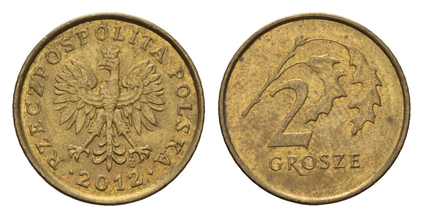 Польша 2 гроша 2012 Y 277 марганец латунь 4684-959