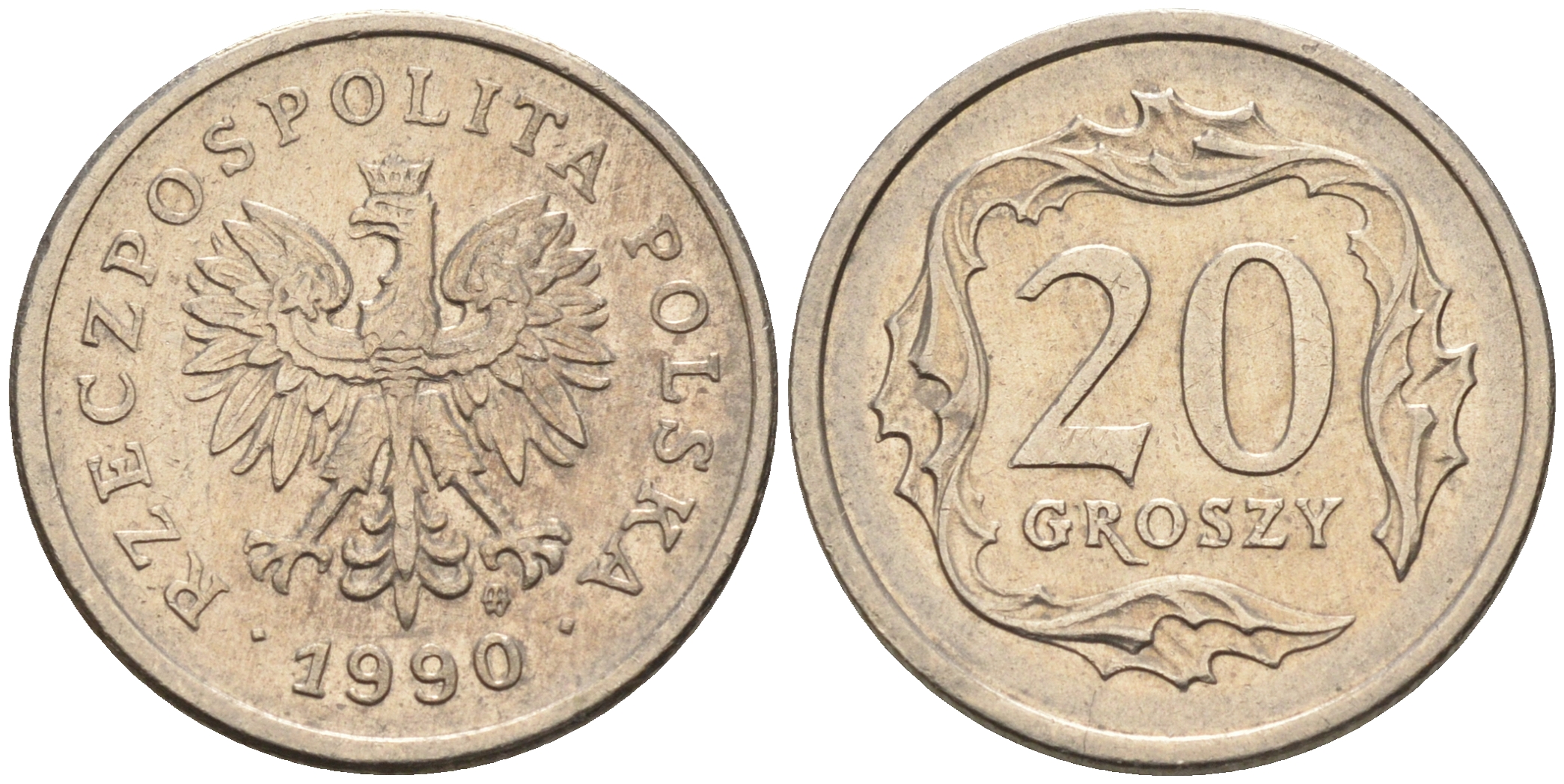 Польша 20 грошей 1990 MW KM 280 медно-никель    4174-722