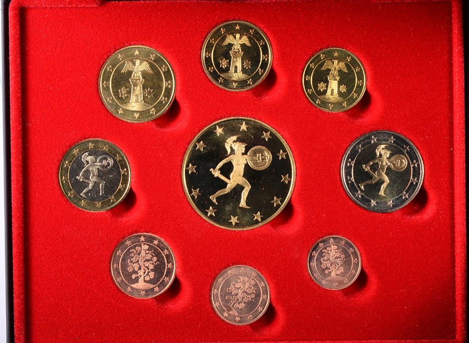 Остров Мэн евронабор из 9 монет (с 5 евро) 2004 пробники, PROBA, в оригинальной коробке, с сертификатом    PROOF  4-3-4-03