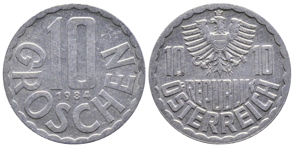 АВСТРИЯ 10 ГРОШЕЙ 1984 KM 2878 алюминий 53-843