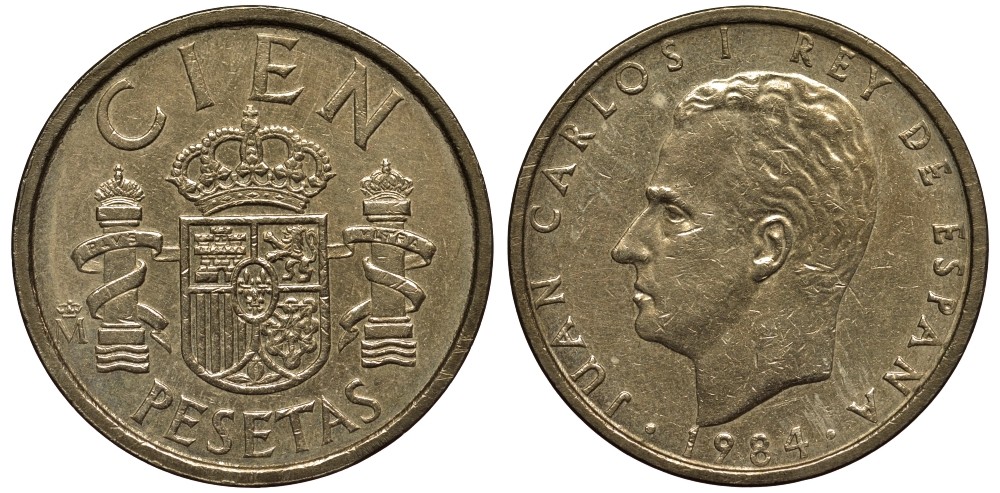 Испания 100 песет 1984 Хуан Карлос I (1975-2014) KM 826 алюминиевая бронза 186-1034