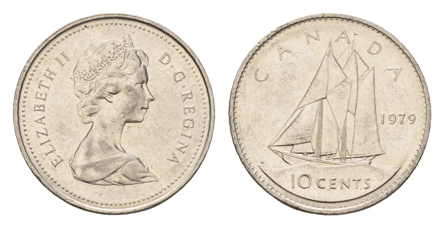 Канада 10 центов 1979 Елизавета II (1952-2022), парусник KM 77 никель 4689-548