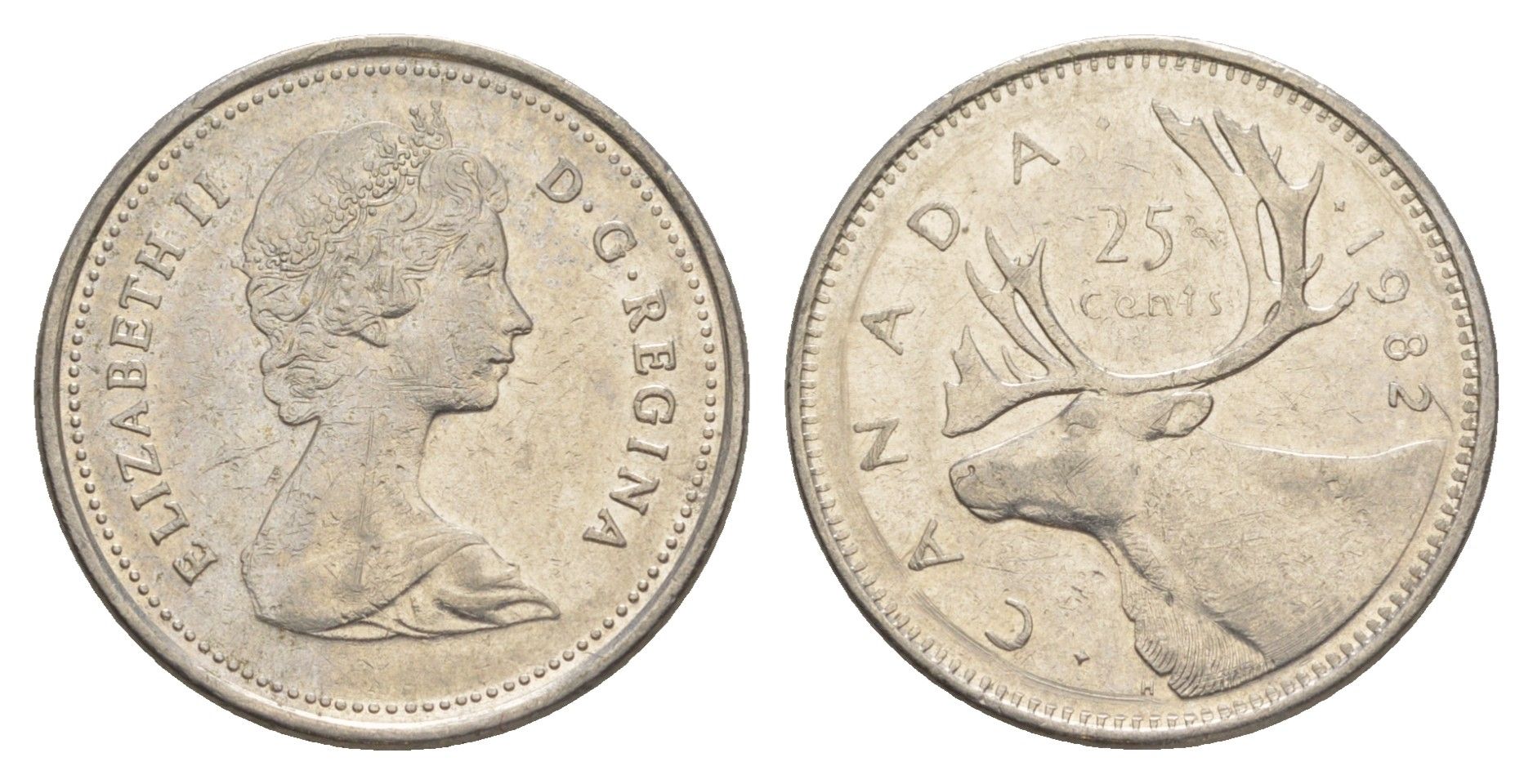 Канада 25 центов 1982 Елизавета II (1952-2022), олень KM 74 никель 4638-527