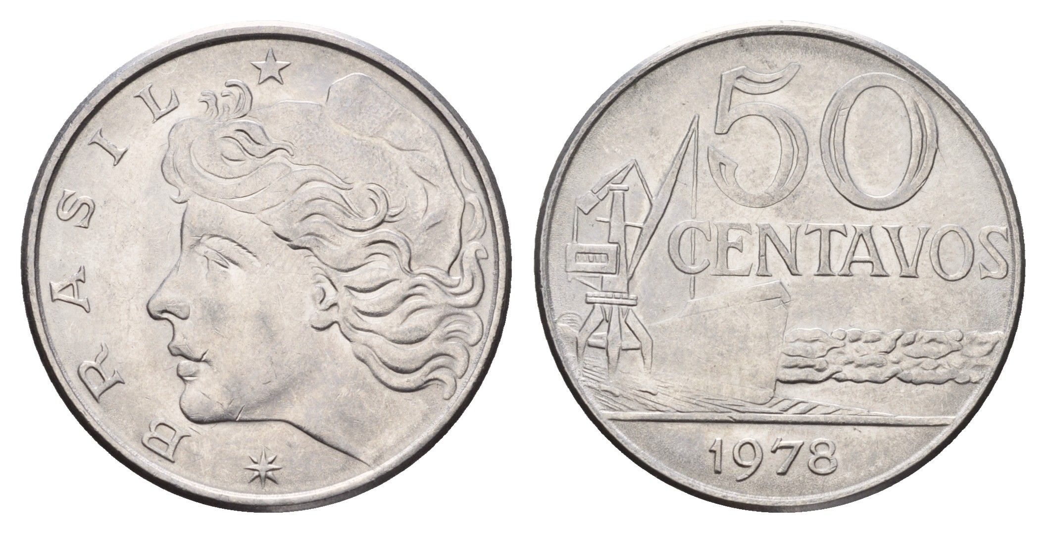 Бразилия 50 сентаво 1978 KM 580b нержавеющая сталь UNC 4678-1115