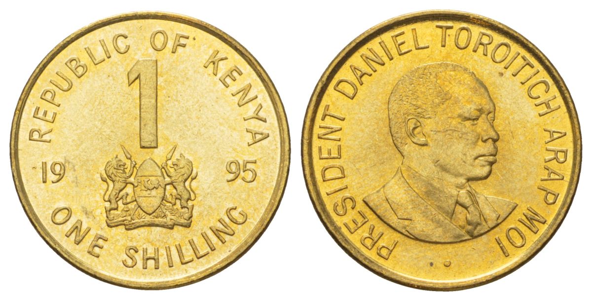 Кения 1 шиллинг 1995 KM 29 сталь плакированная латунью UNC 4612-1251