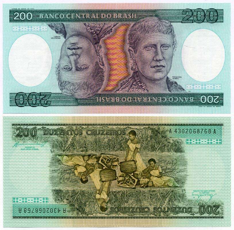 БРАЗИЛИЯ 200 КРУЗЕЙРО 1984 ПОДПИСЬ 21, ПРИНЦЕССА ИЗАБЕЛА Pick 199b бумага UNC (ПРЕСС) 8612-15-3-2