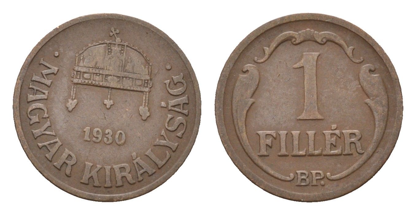 Венгрия 1 филлер 1930 KM 505 бронза 44-1211