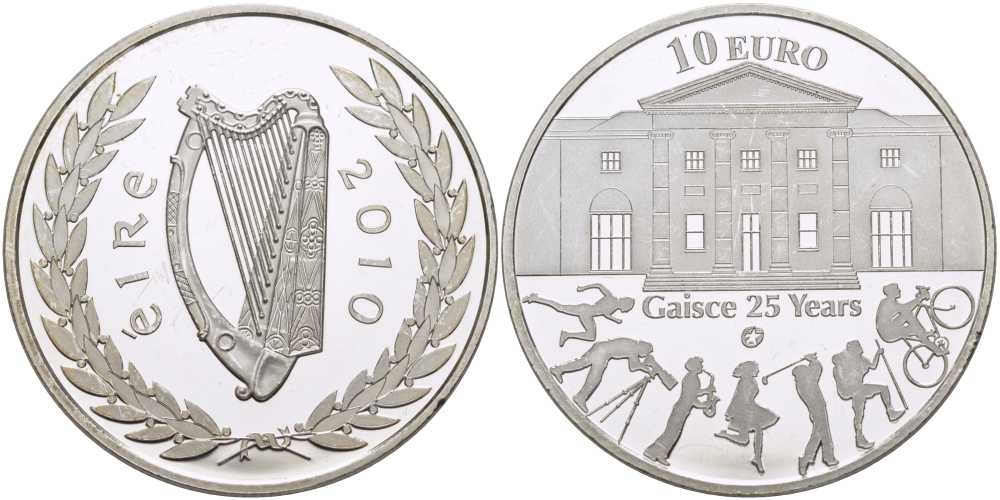 Ирландия 10 евро 2010 25 ЛЕТ УЧРЕЖДЕНИЯ ПРЕМИИ ГЕРЦОГА ЭДИНБУРГСКОГО (GAISCE) KM NEW серебро PROOF 02-109-13