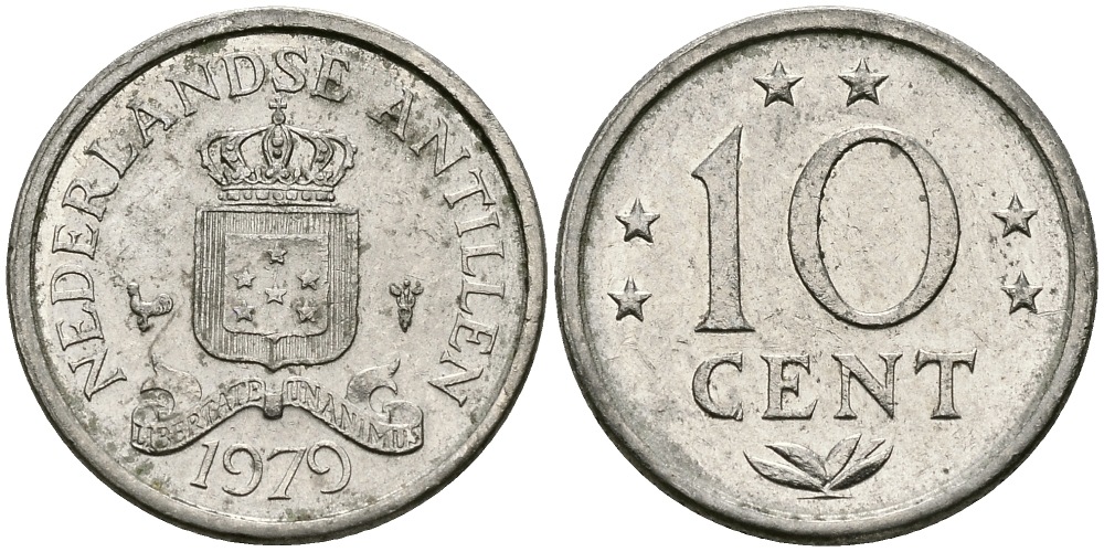 Нидерландские Антилы 10 центов 1979 Юлиана (1948-1980) KM 10 никель 96-338