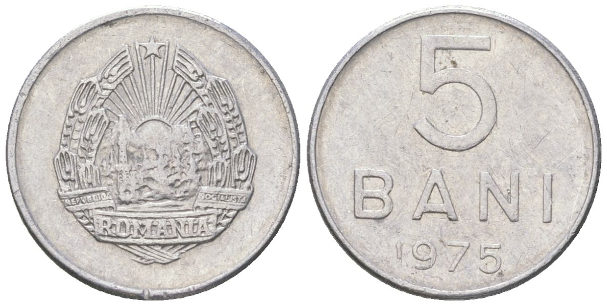 Румыния 5 бань (бани) 1975 KM 92a алюминий 218-346