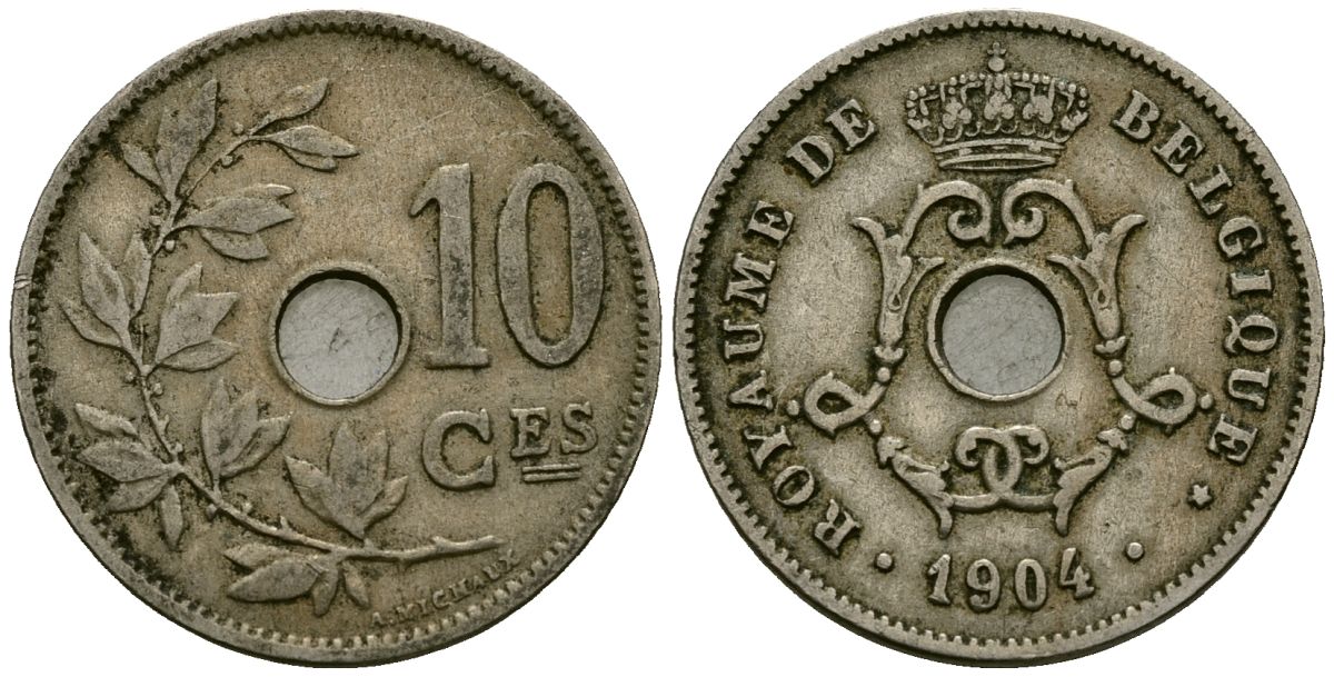 Бельгия 10 сантимов 1904 Belgique KM 52 медно-никель 4172-736