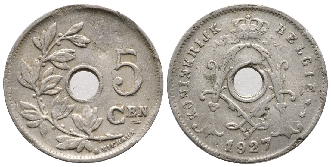 Бельгия 5 сантимов 1927 Belgie KM 67 медно-никель    4608-662