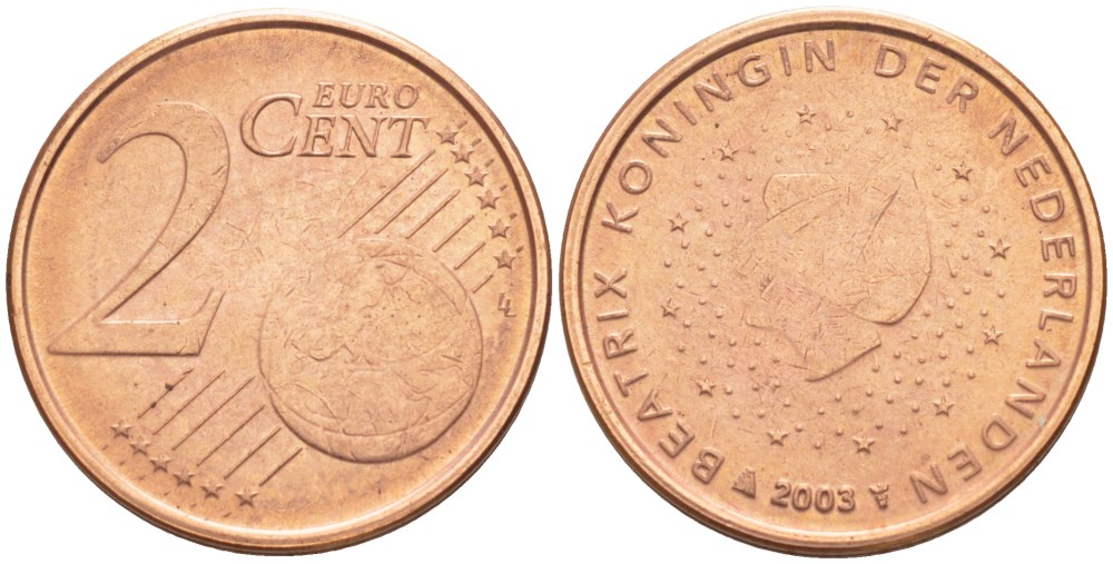 Нидерланды 2 евроцента 2003 Беатрикс (1980-2013) KM 235 сталь плакированная медью 4543-241