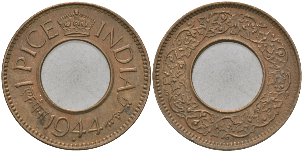 Британская Индия 1 пайс 1944 Георг VI (1936-1952) KM 533 бронза 33-1125