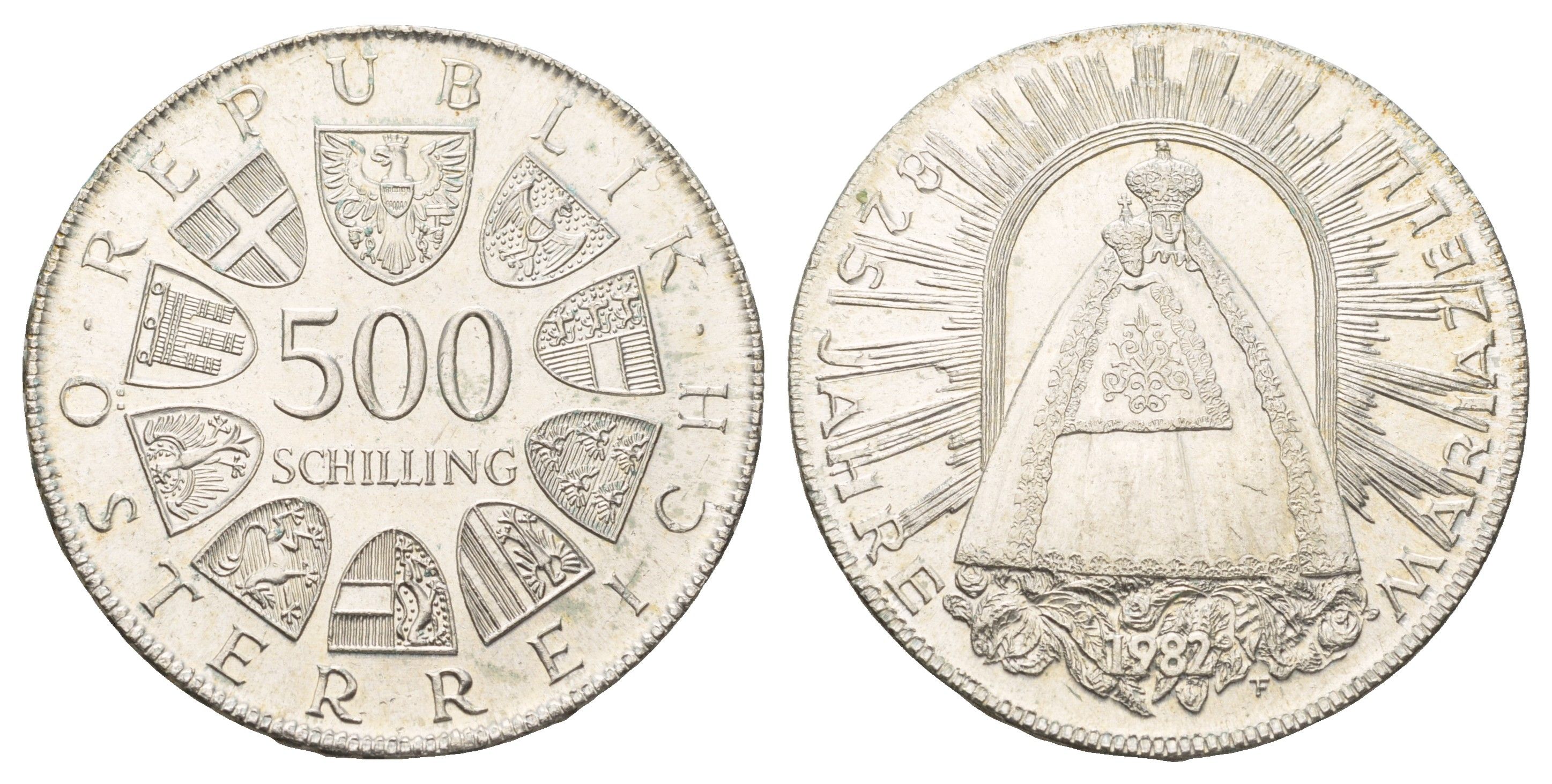 Австрия 500 шиллингов 1982 825 лет городу Мариацелль KM 2958 серебро BU 4127-1422