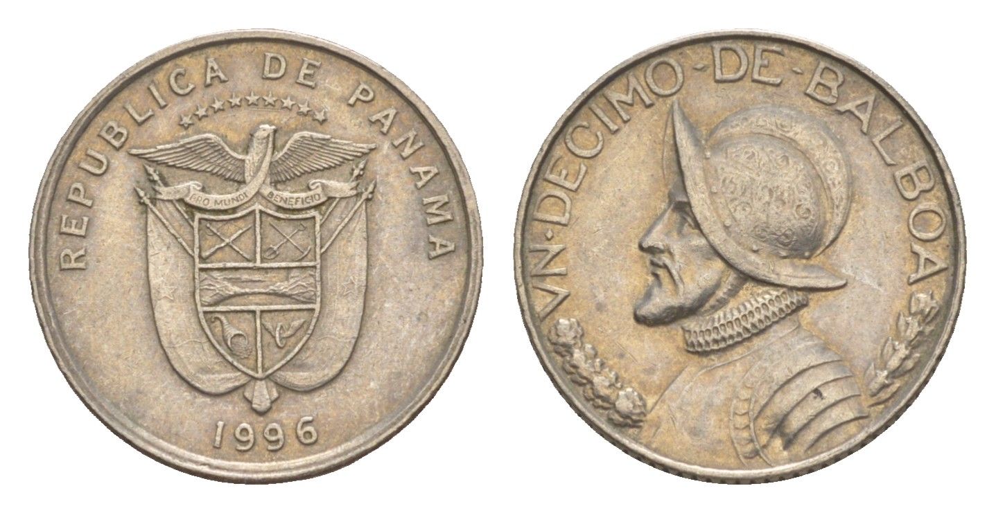 Панама 1/10 бальбоа 1996 KM 127 медь плакированная медно-никелем 4644-626