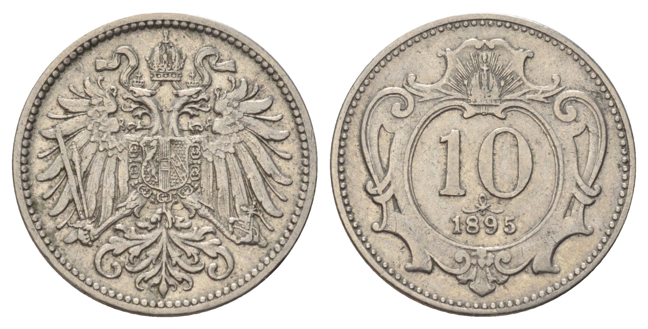 Австрия 10 геллеров 1895 Франц Иосиф I (1848-1916) KM 2802 никель 4684-831