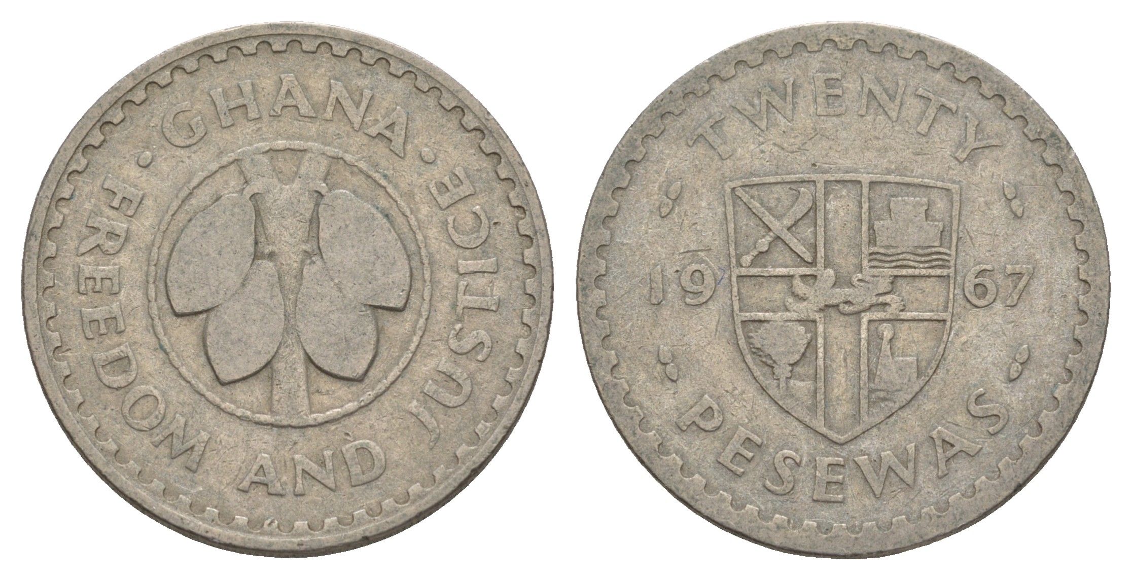 Гана 20 песев 1967 KM 17 медно-никель 4656-721