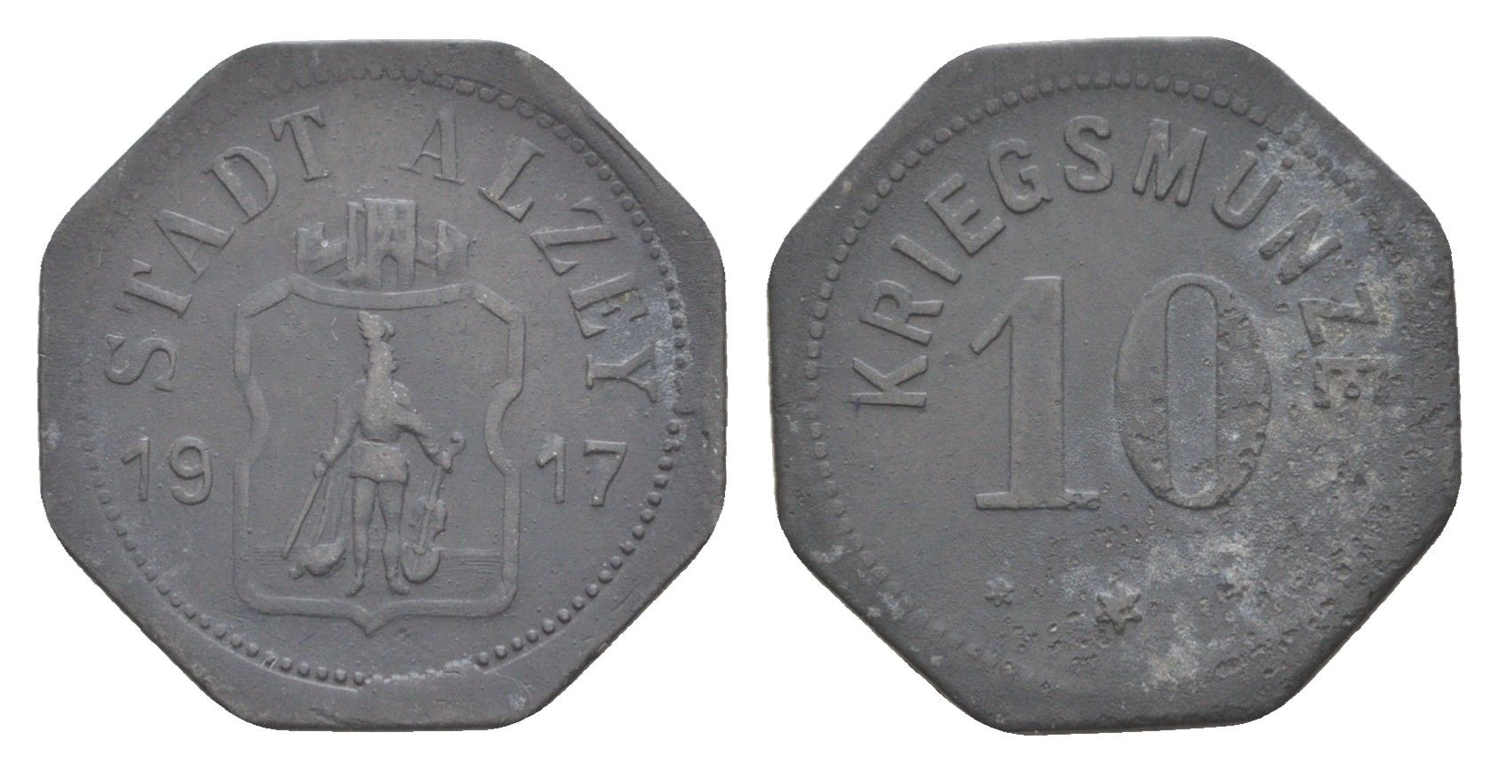 Альцай 10 пфеннигов 1917 Funck 14.1, Men05 468.1, Men18 642.1 цинк 4643-949