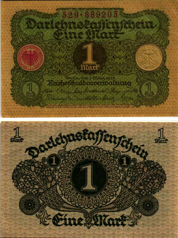 ГЕРМАНИЯ 1 МАРКА 1920 1 МАРТА 1920, ВЕЙМАРСКАЯ РЕСПУБЛИКА Pick 58 бумага 7547-76-1-1