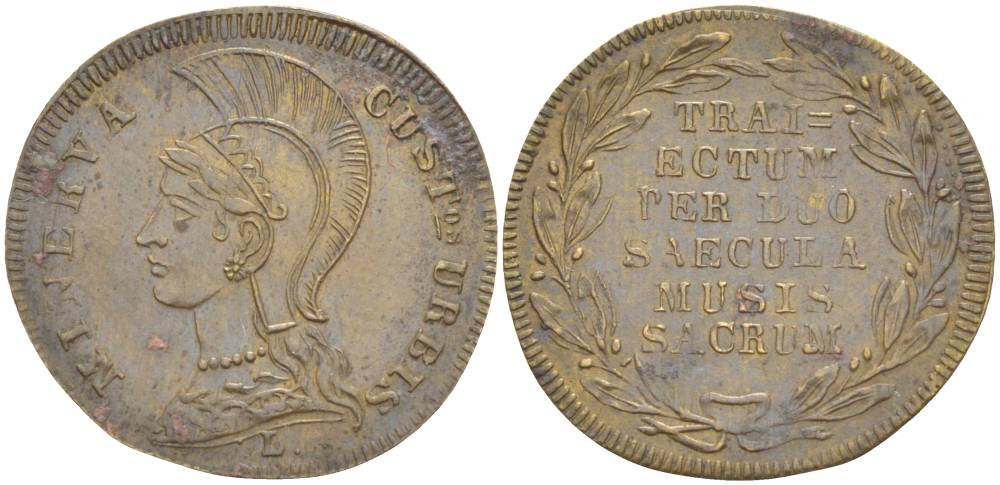 НЮРНБЕРГ РЕЙХСПФЕННИГ (ЖЕТОН) 1836 МИНЕРВА, 200 ЛЕТ УТРЕХТСКОМУ УНИВЕРСИТЕТУ, ДИАМЕТР 22 ММ. латунь XF 1520-743