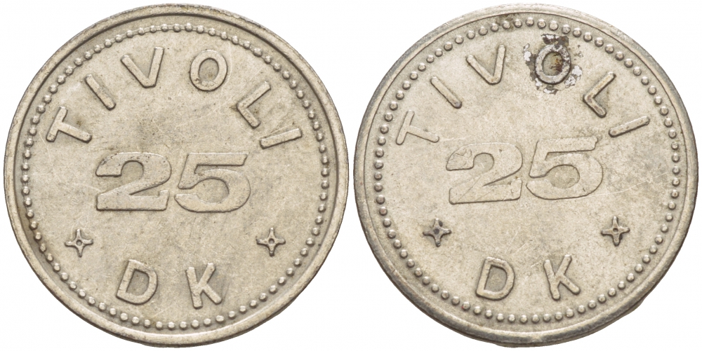 ДАНИЯ ЖЕТОН ИГРОВОЙ ND 25 DK TIVOLI белый металл 4544-1032