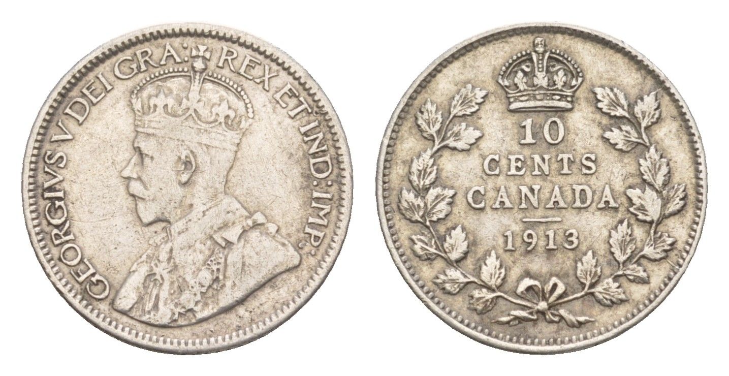 Канада 10 центов 1913 Георг V (1910-1936) KM 23 серебро 4655-445