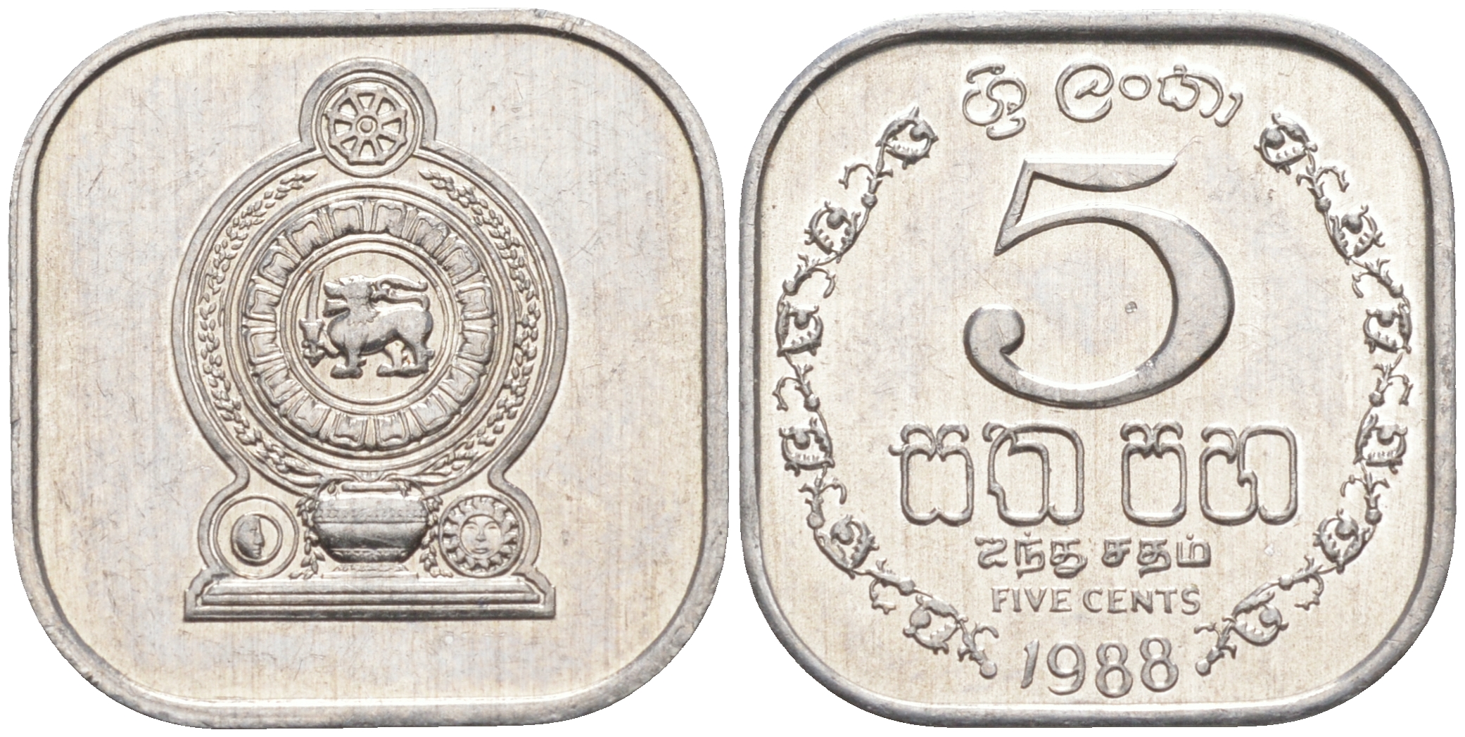 Шри-Ланка 5 центов 1988 KM 139а алюминий 4392-1132