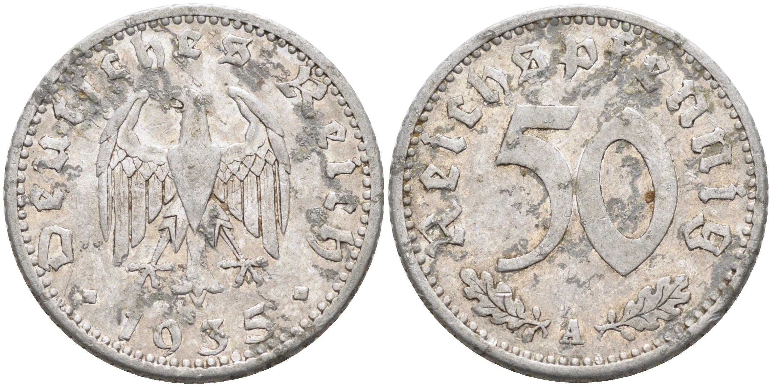 Германия 50 рейхспфеннигов 1935 А KM 87 J.368 алюминий    4589-232