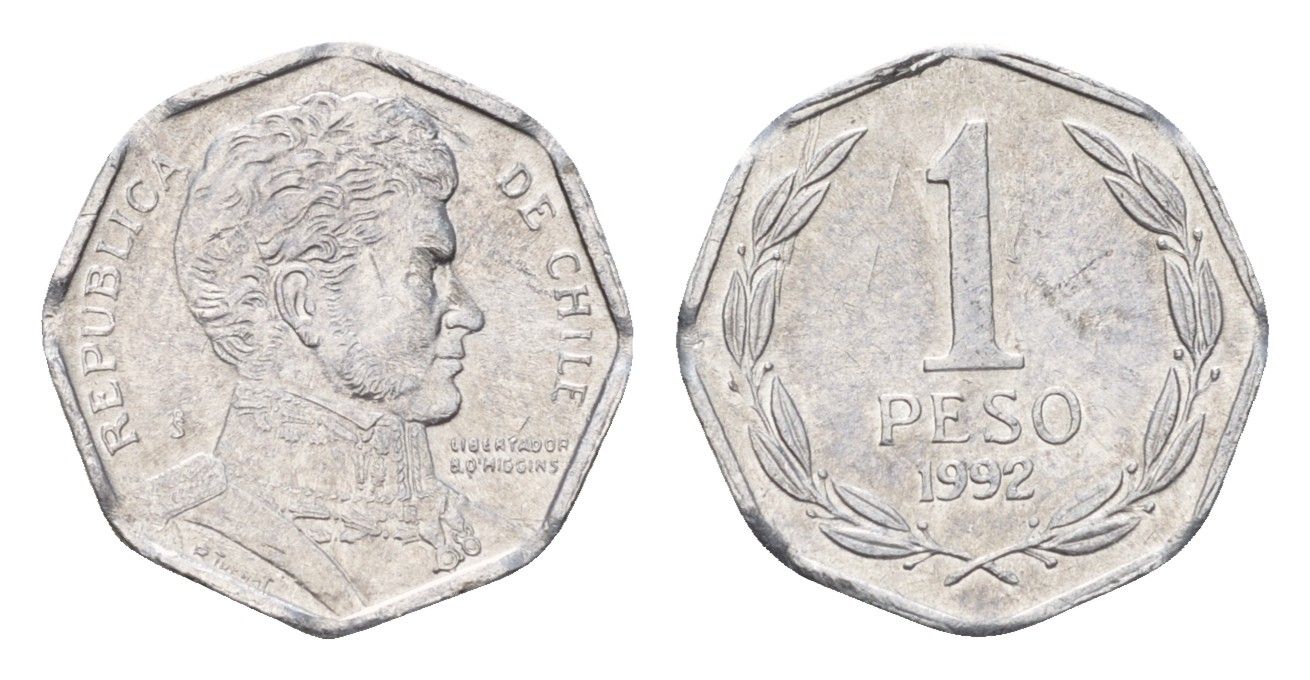 Чили 1 песо 1992 KM 231 алюминий UNC 4689-155