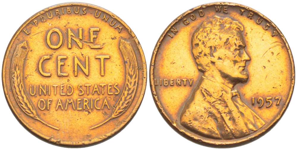 США 1 ЦЕНТ 1957 ЛИНКОЛЬН KM А132 медь цинк 218-313